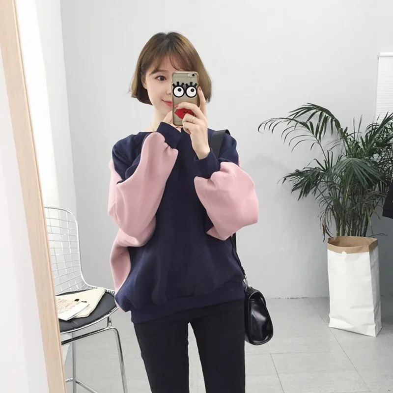 Женский свитер с длинными рукавами XITAO свободный контрастного цвета в Корейском