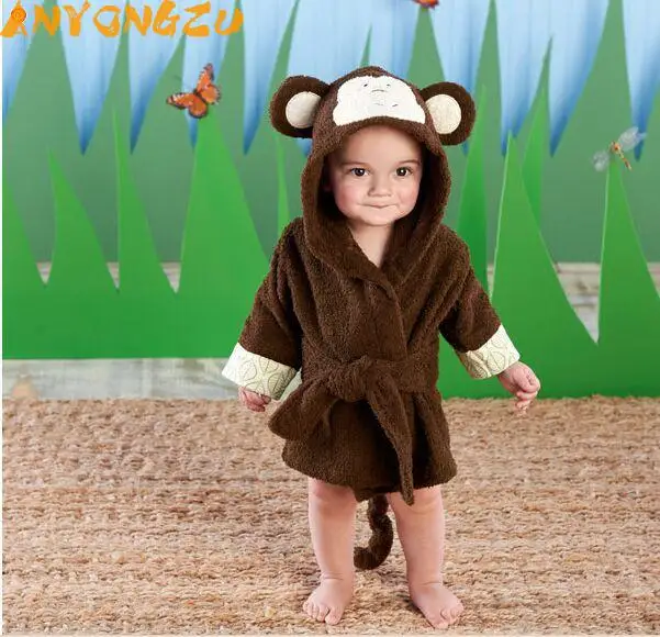 Детский банный халат Anyongzu Хлопковое полотенце с рисунком ночная рубашка для