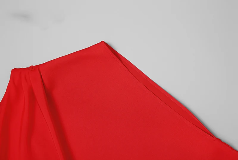Уникальный Дизайн Женские Платья Нерегулярные с коротким рукавом красные