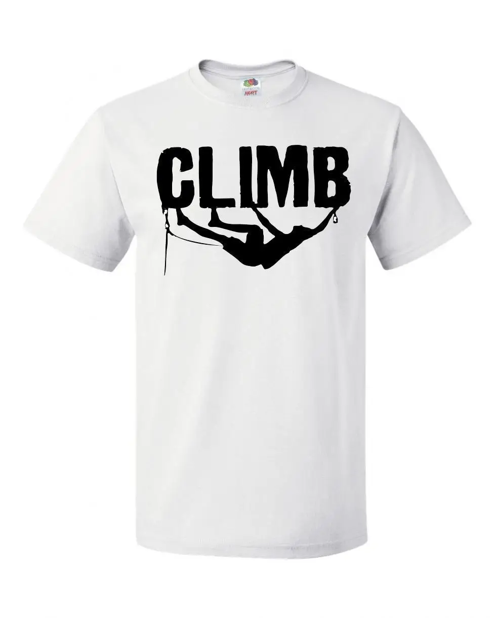 

2019 Hot sale Free shipping 100% cotton Mens Climb Rock Climb Climber Graphic White T Shirt