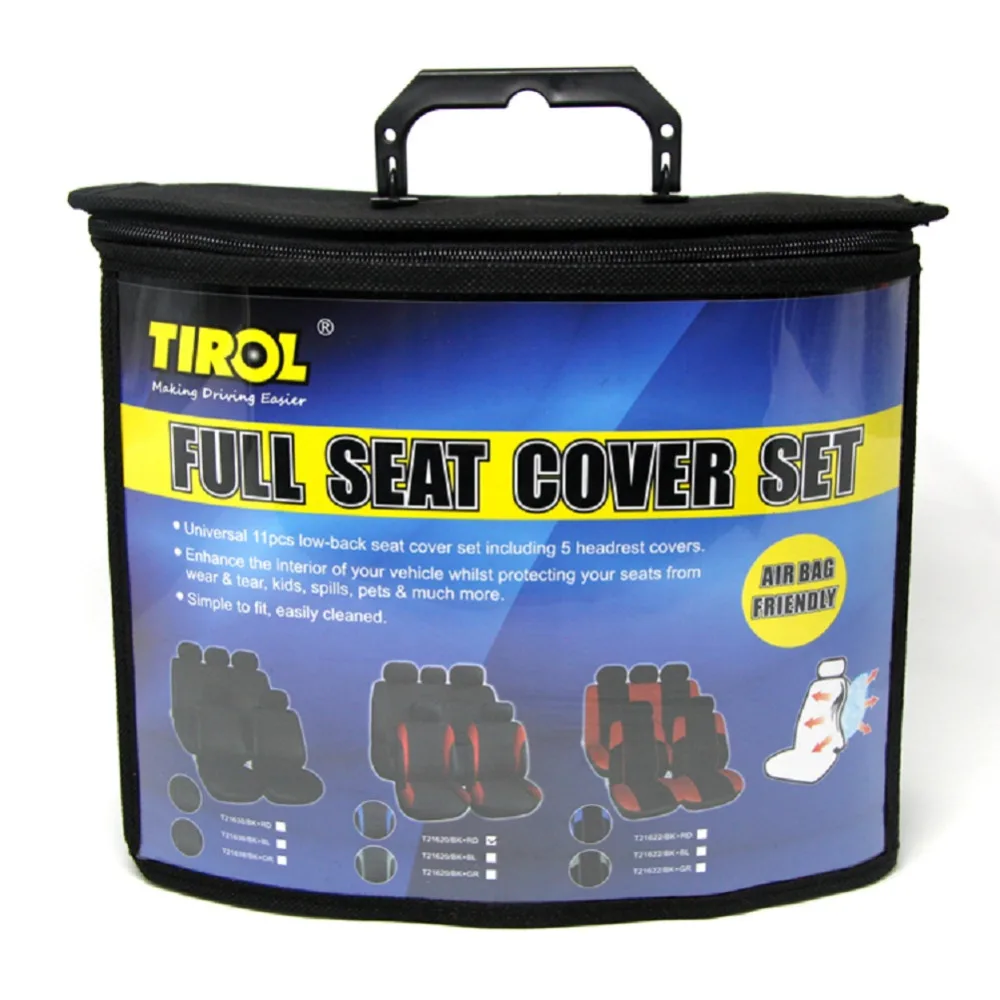TIROL T21638b Universal Car Seat Cover Set New Black /RED 9 Pieces Covers For Crossovers SUV Sedans | Автомобили и мотоциклы