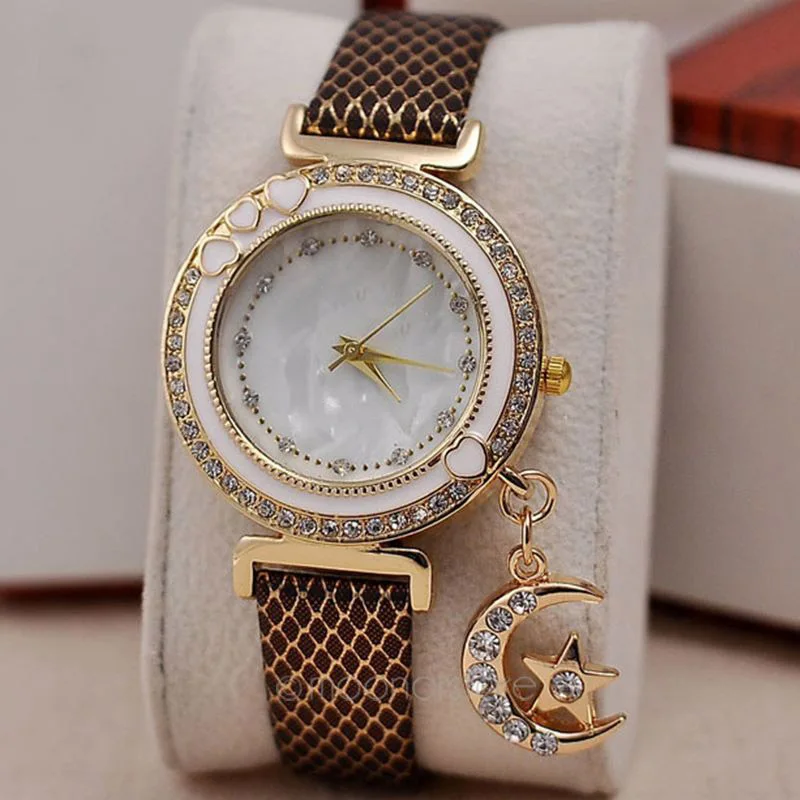 Женские часы Винтаж кварцевые Для женщин наручные полный алмазов кожаный