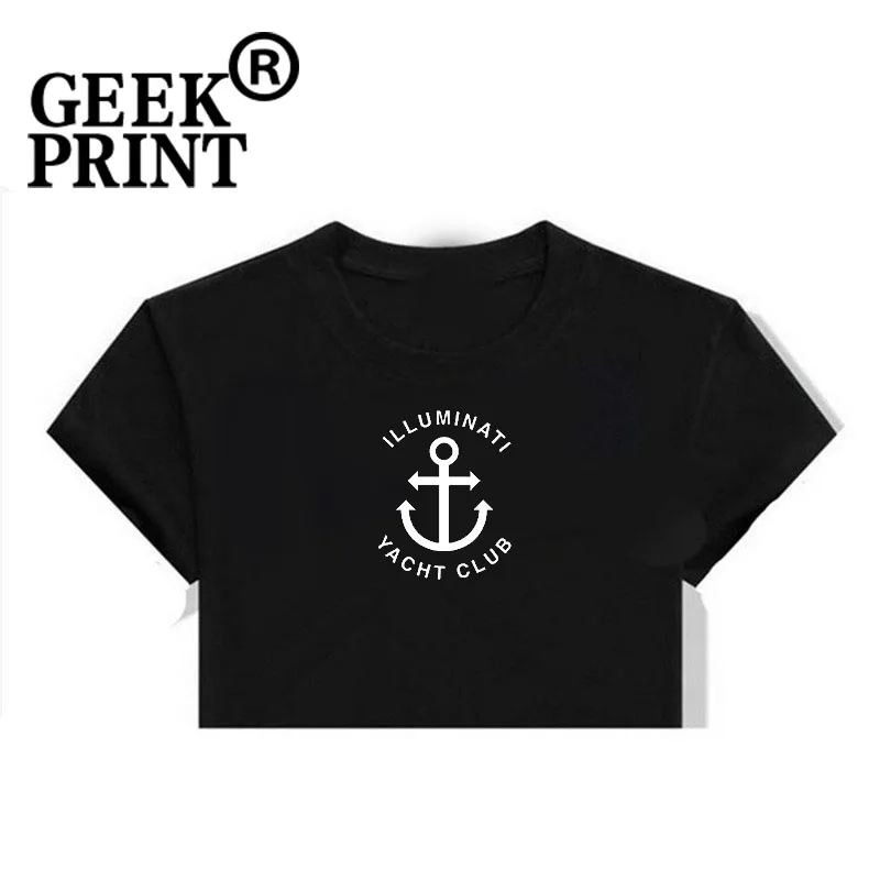 Женские топы ILLUMINATI YACHT CLUB 2017 женская футболка с принтом якоря летняя для девочек