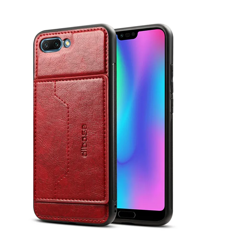 Красный Чехол для Huawei Honor 10, противоударный, ТПУ, бампер, кожаный держатель для карт, Магнитный чехол для Huawei Honor 10 Lite, чехол для Honor 20 pro, чехол - Цвет: Красный