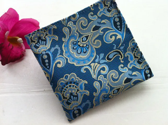 Роскошный жаккардовый тканый галстук 8 см Официальный Синий Галстук Пейсли в