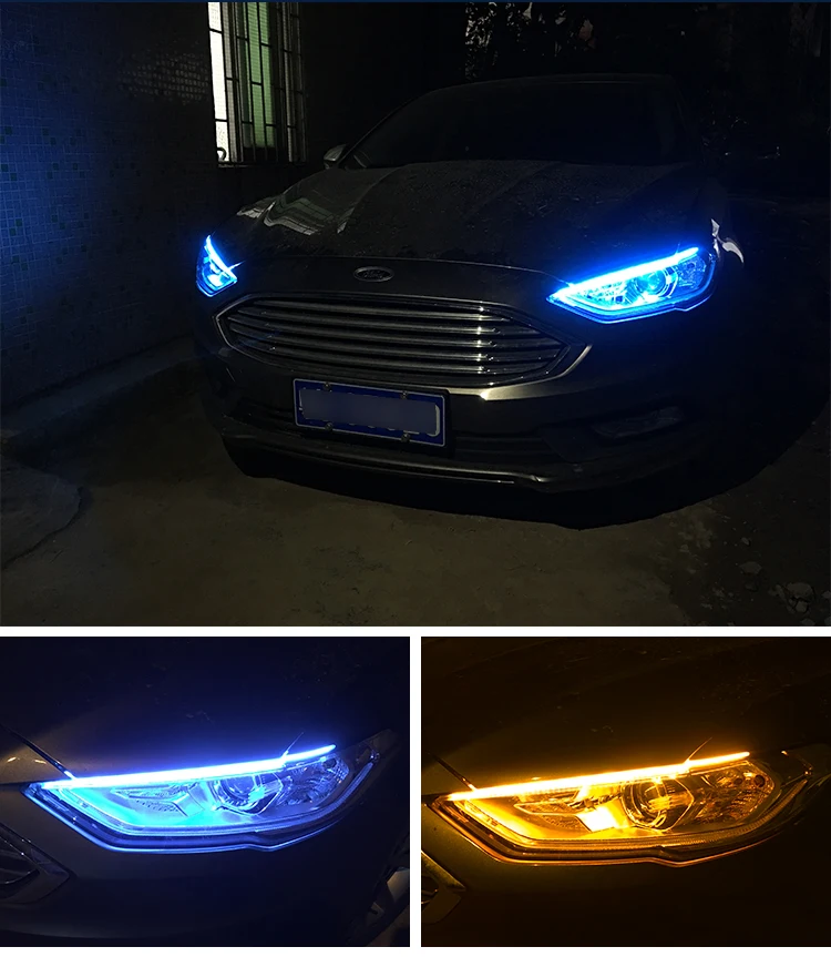 2 шт. авто лампы для автомобилей DRL светодиодный дневные ходовые огни аксессуары для стайлинга автомобилей указатель поворота полосы Фары в сборе