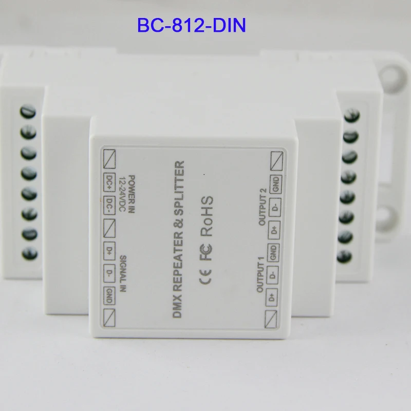 BC 812 DIN/BC DIN RJ45 DC12 24V din рейка led DMX512 усилитель сигнала Один входной канал два