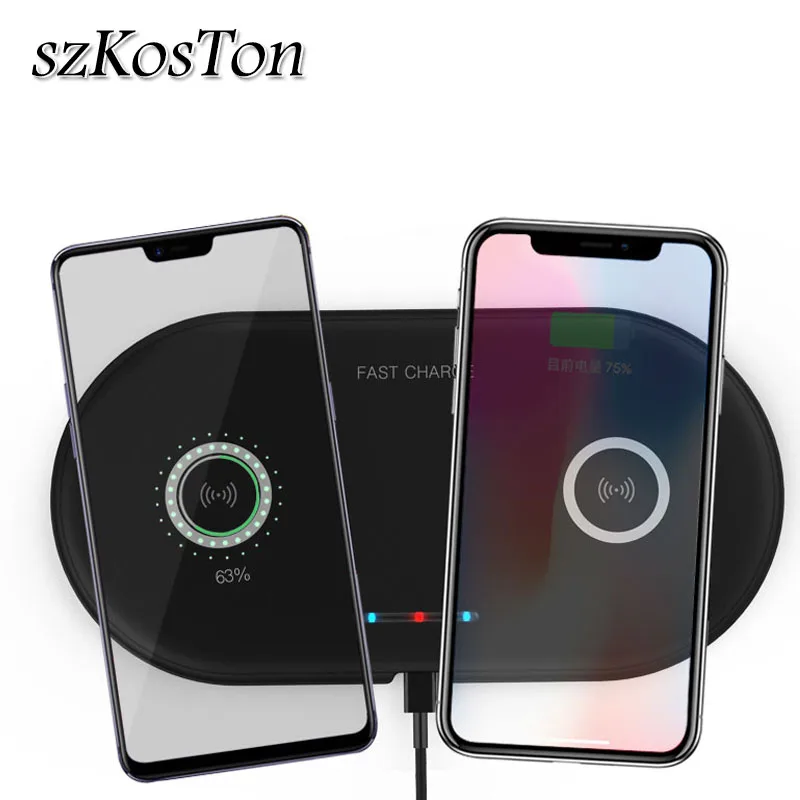 Беспроводное зарядное устройство с двумя сиденьями для iPhone 8 X Xs Max XR беспроводная