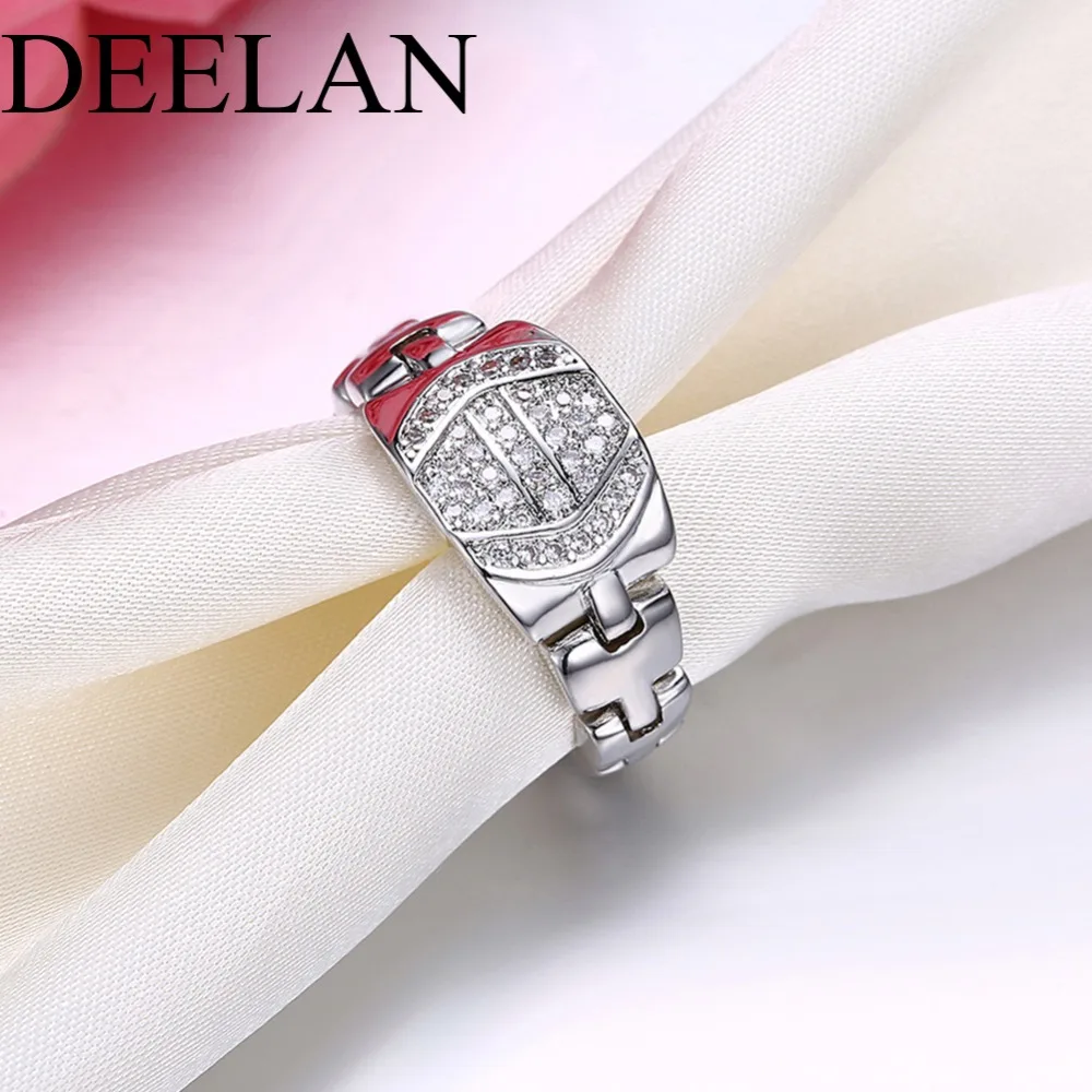 Deelan Мода имитация часы кольцо фианит Для женщин свадьбу Модные Украшения розовое