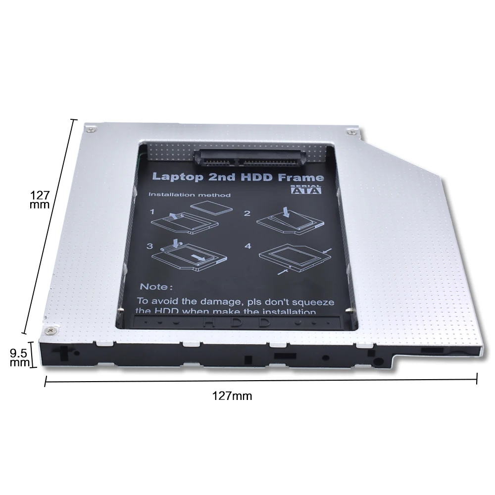 TISHRIC алюминиевый Универсальный BayIDE для SATA 3,0 2nd HDD Caddy 9,5 мм 2," SSD чехол HDD корпус для ноутбука ODD CD DVD rom Оптический