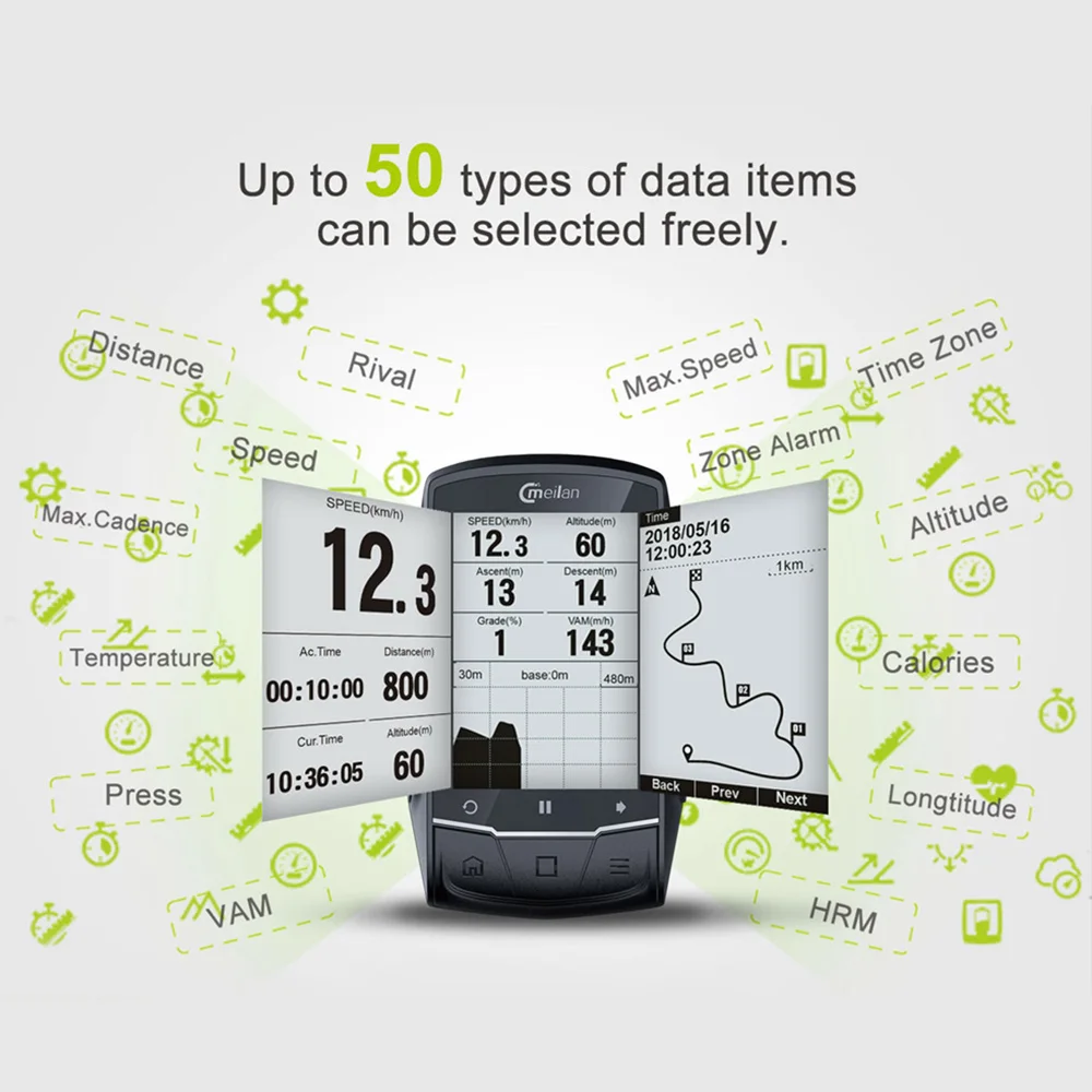 MEILAN M1 M2 gps навигация велокомпьютер Peedometer Candence частота сердечных сокращений 2," BLE4.0 велокомпьютер
