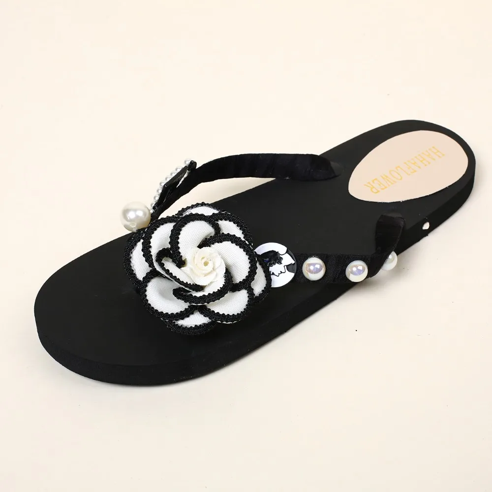 HAHAFLOWER милые шлепанцы с цветком камелии летние женские повседневные сандалии