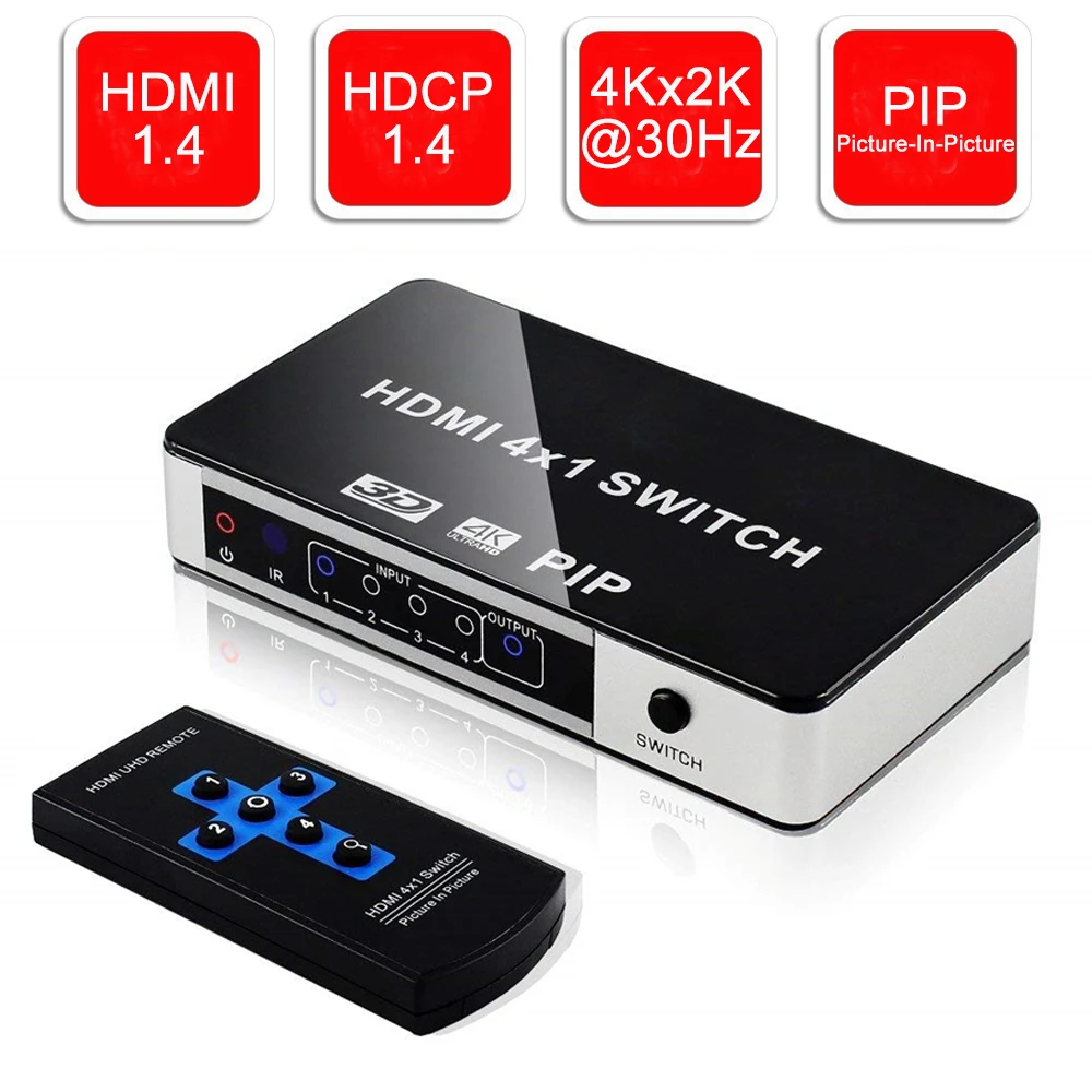 2020 4K 4 порта HDMI переключатель PIP 4x1 сплиттер в 1 выход с и ИК дистанционным