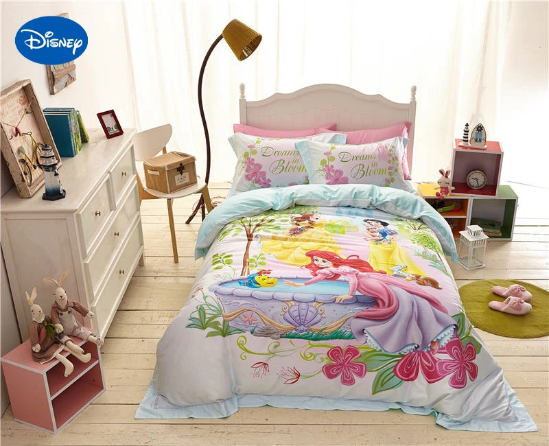 Комплект постельного белья из шелка и хлопка с принтом принцессы|bedding set for girls|bedding