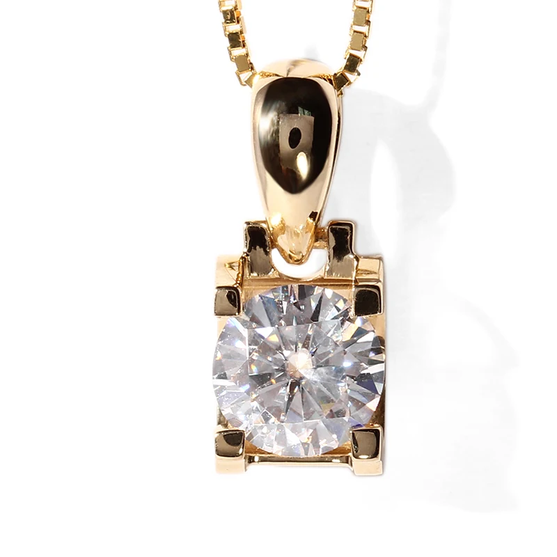 DovEggs Подлинная 18K 750 желтое золото 1 карат F цвет Moissanite горка кулон ожерелье для