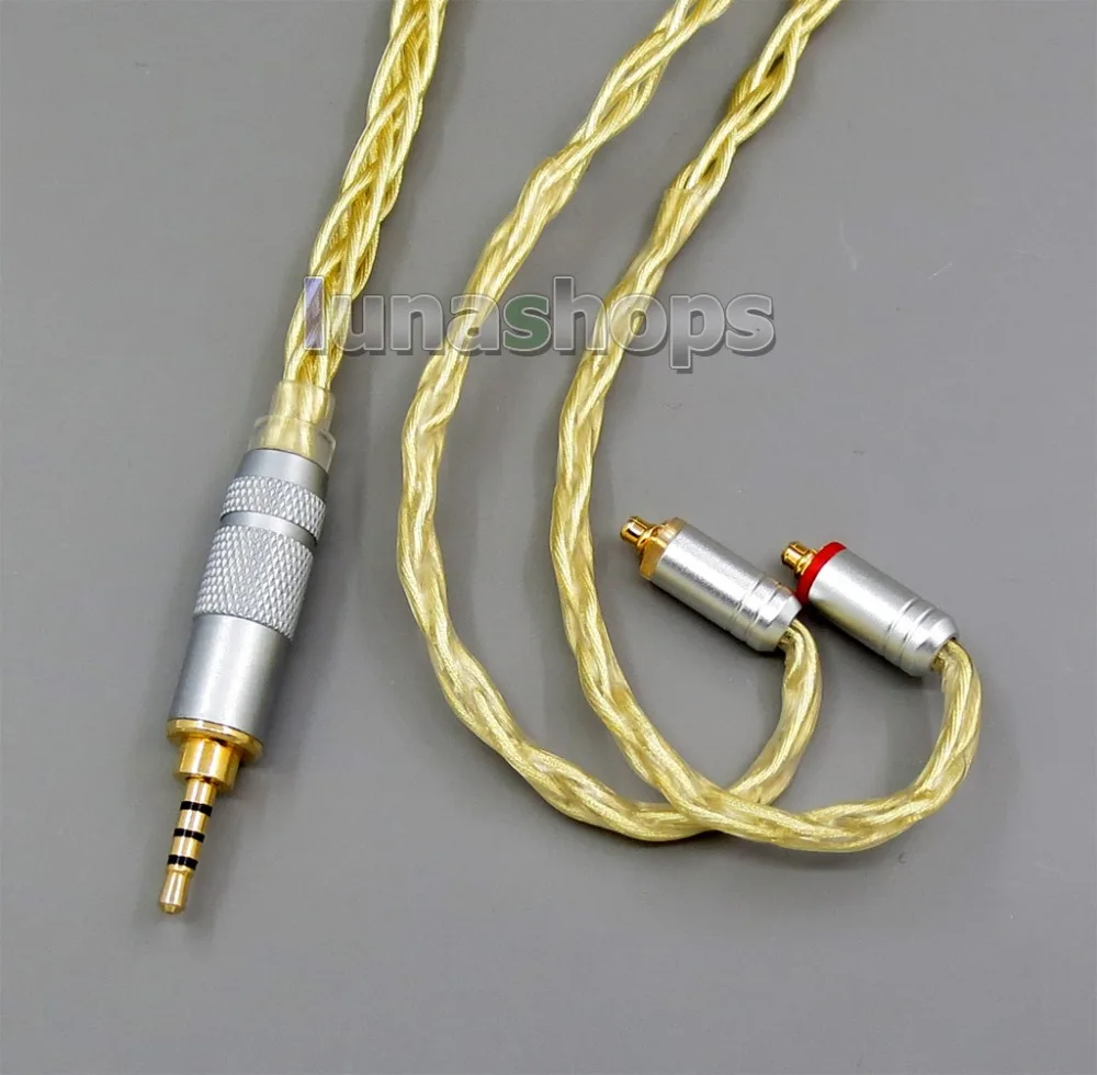 LN005965 8 ядер очень мягкий 7N OCC чистого серебра+ Позолоченные наушники кабель для Shure se535 se846 se425 se215 MMCX