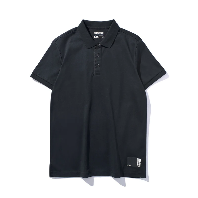 Li Ning Мужская баскетбольная футболка поло из серии BAD FIVE на сухой Смарт 65% хлопок 35%