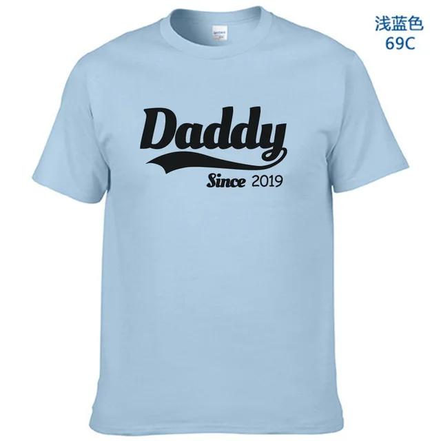 Light Blue-B Летний Стиль Daddy Since забавная Футболка мужская повседневная футболка с коротким рукавом для папы, папы, новорожденного ребенка - Цвет: Light Blue-B