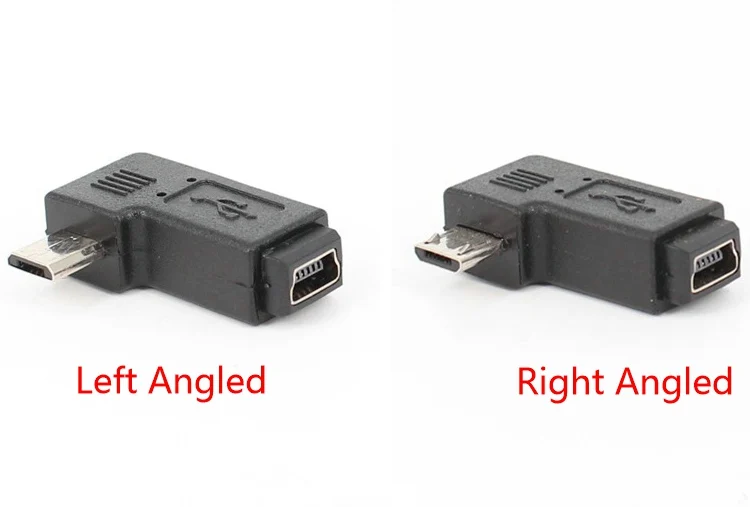 2 шт./лот 90 градусов левый/правый угловой Micro USB штекер мини 5pin Женский адаптер