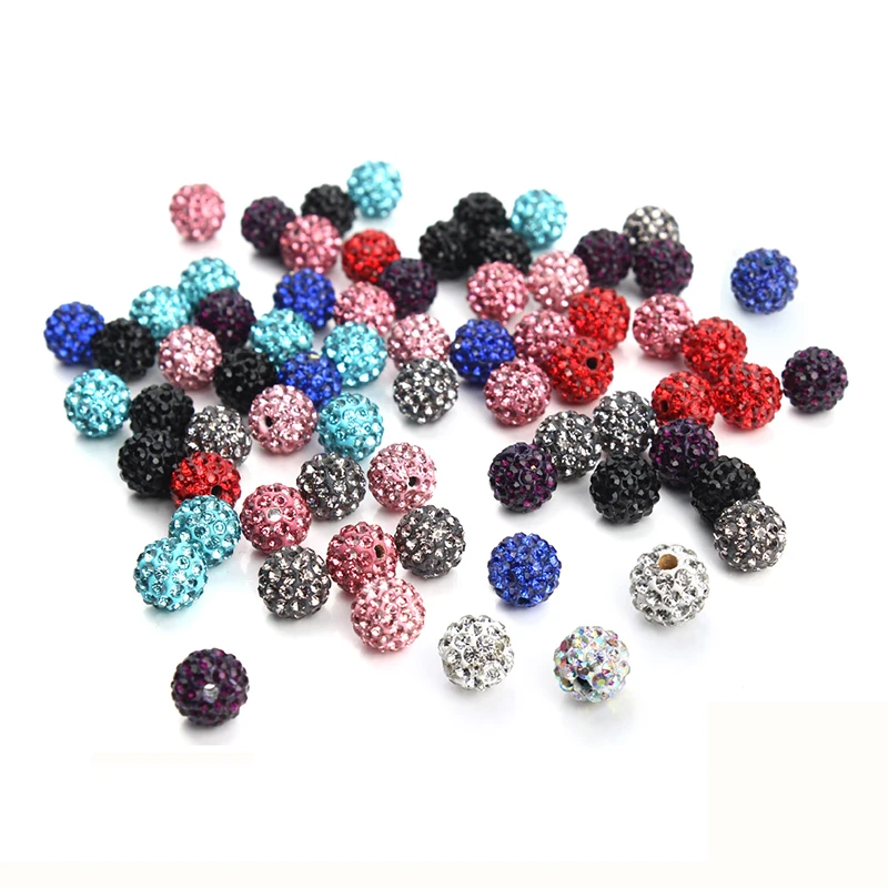 20pcs Round Micro Pave CZ Disco Ball Bead Rhinestone Crystal Space Beads 10mm Fit DIY Bracelet Necklace Jewelry Making Findings | Украшения