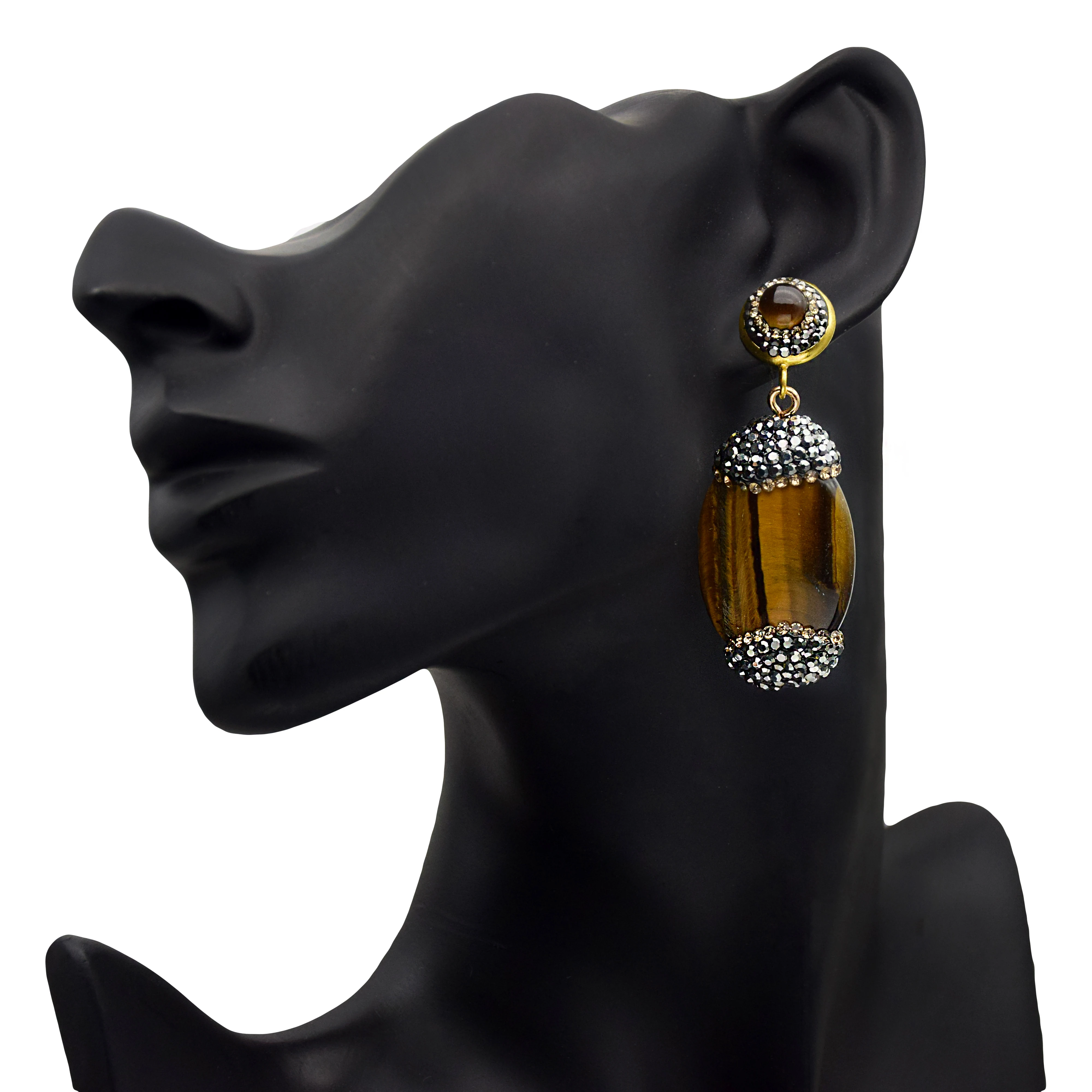 Натуральный камень элегантные женские серьги натуральный тигровый глаз модные