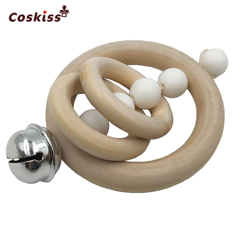 Детские молярные игрушки прорезыватель из натурального зеленого дерева кольцо