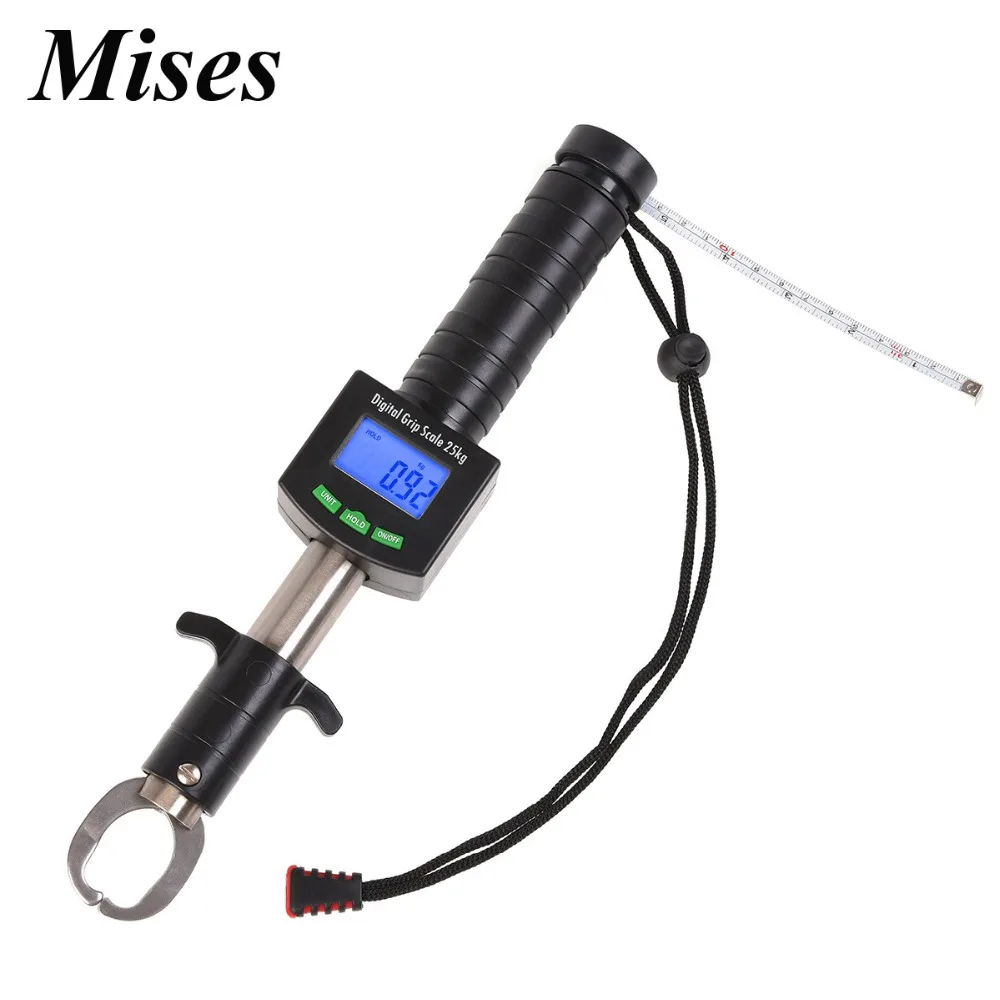 

Mises Electronic Scale Fish Grip 31cm 25KG Stainless Steel Digital Display Lure Hooks Fish Clip With Tape Portable Fishing Gear
