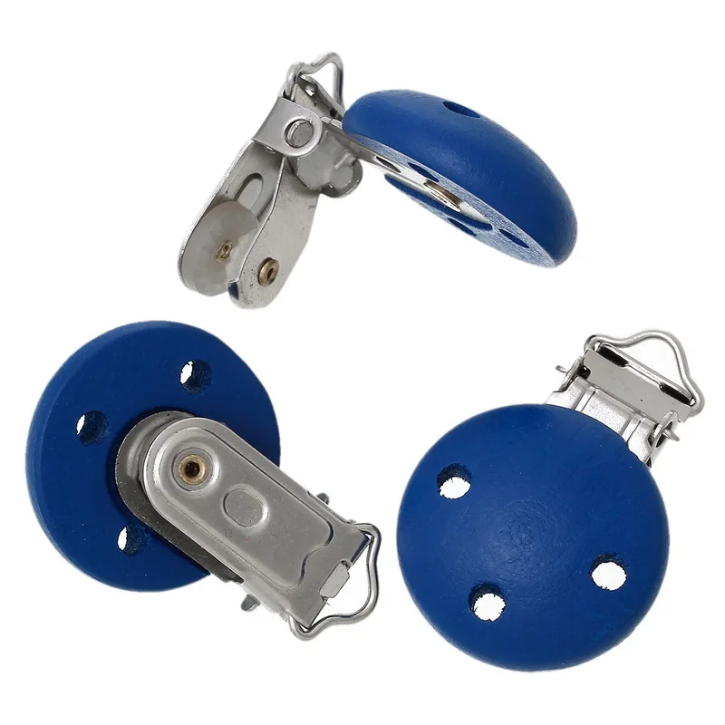 LF 5Pcs Blue Wooden Metal Baby Pacifier Clips Solid Color Holders Cute Infant Soother Clasps Accessories Diy Tool | Дом и сад