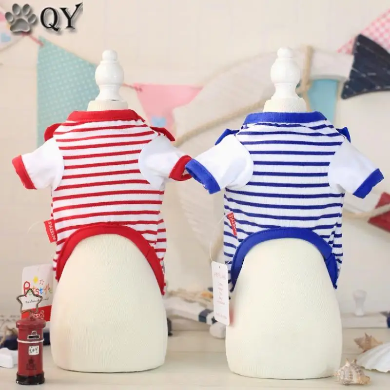 Сейлор лук полосатый для собак Толстовка с капюшоном Домашние животные Одежда