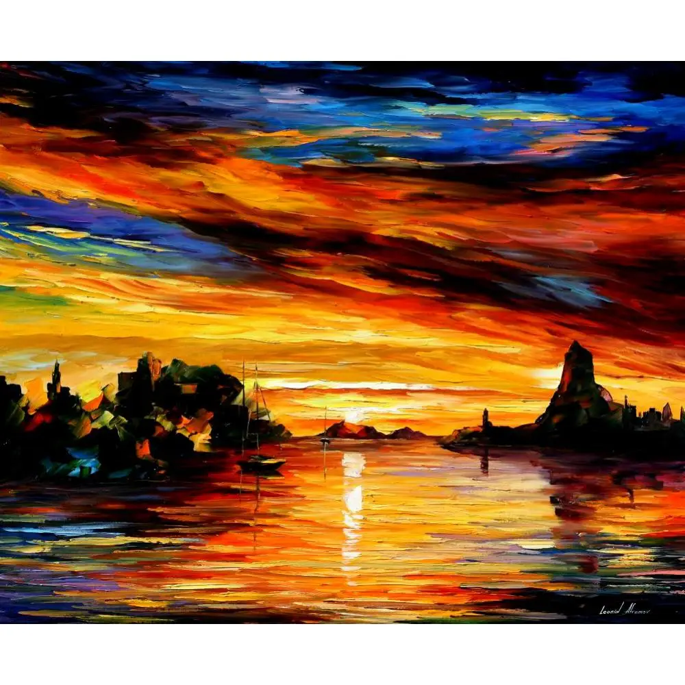 Canvas wall pictures pop art sicily catania palette knife oil painting landscape modern home decor | Дом и сад