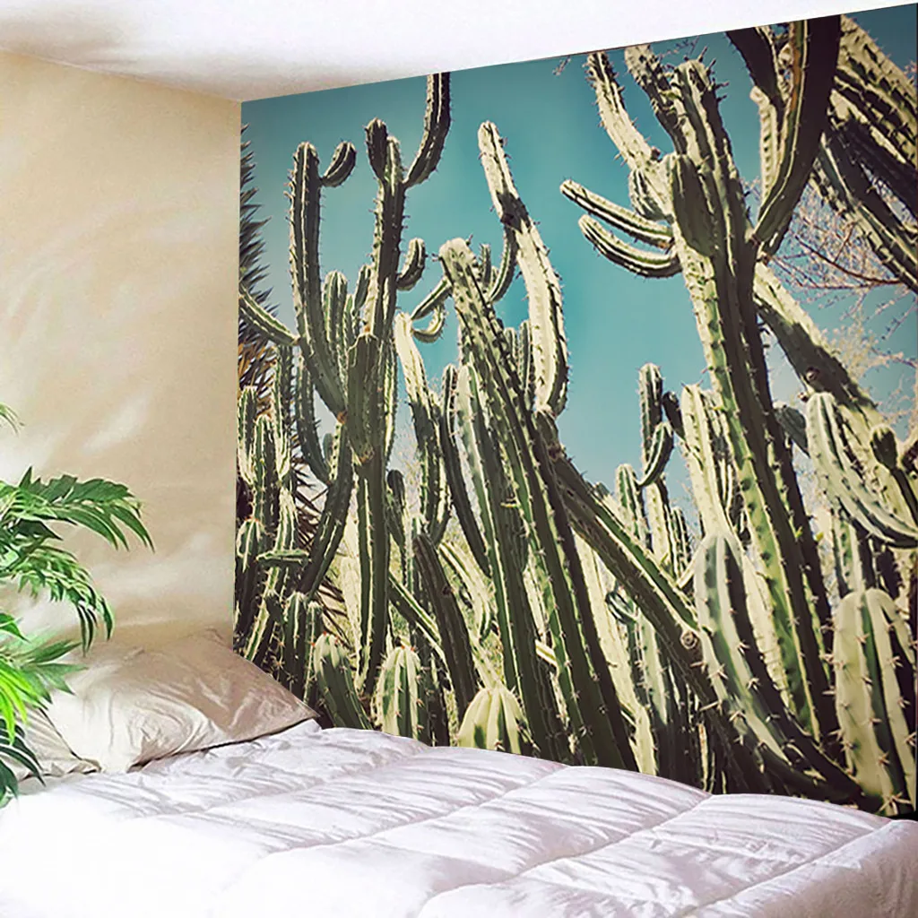 Настенный Гобелен художественный Декоративный принт кактус растительный