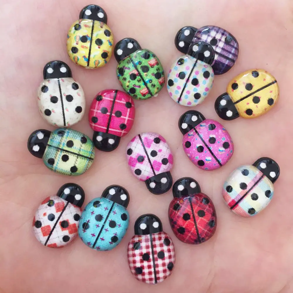 Новинка 40 шт микс Смола милый красочный Жук плоский задник горный хрусталь