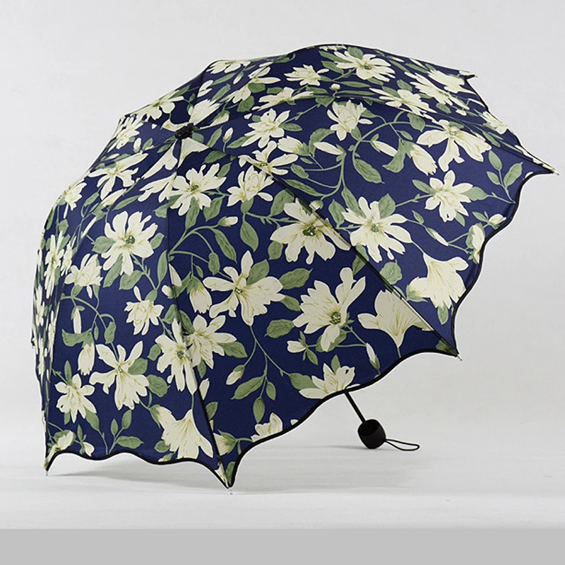 Черные зонты для девушек Арочные Зонтики лилия цветок женский зонтик дождь