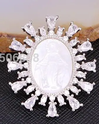 silver color 5 шт. zyz185-8848 цвета: золотистый, серебристый перламутровый кулон с CZ Jesus mop В виде ракушки кулон для DIY ювелирное - Окраска металла: silver color
