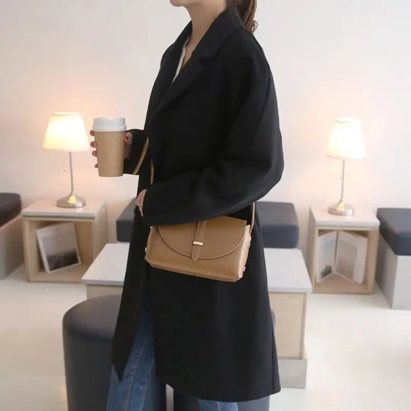 

Autumn Winter New Fashion Women Loose Middle Long Cashmere Blends Coat Female Casual Double Breasted Woolen Jacket Outerwear B79
