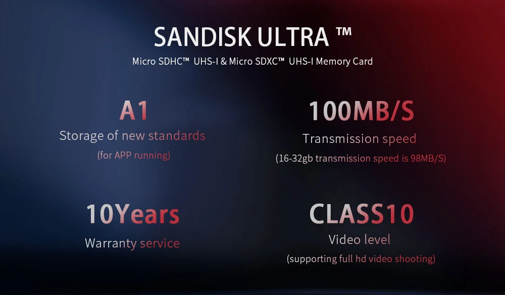 SanDisk microSD карты 256 г 200 ГБ 128 Гб 64 Гб 100 МБ/с. слот для карт памяти SD/TF флеш-карта Class10 32 Гб оперативной памяти, 16 Гб встроенной памяти microSD для планшета/смартфона