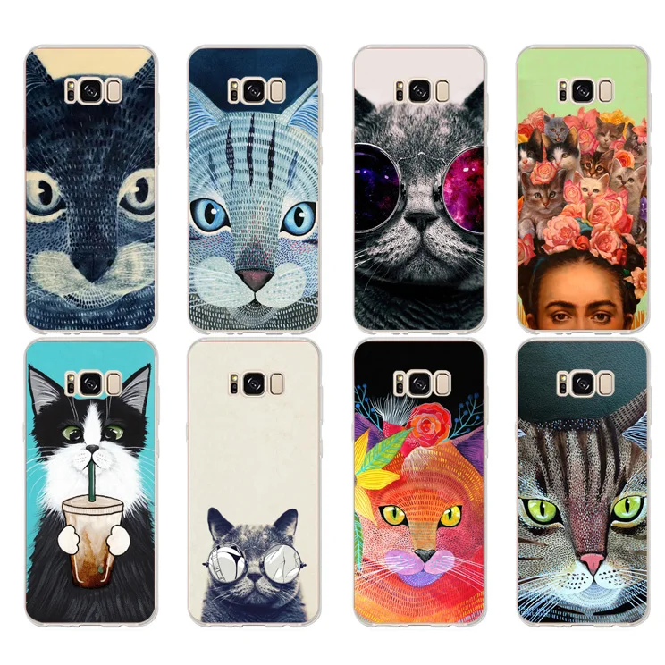 DREAMFOX K054 Cute cat Soft TPU Silicone Case Cover For Samsung Galaxy Note S 6 7 8 9 Edge Plus Grand Prime |