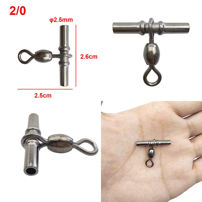 10pcs Cross Line Crane Fishing Swivel Brass Tube Cross-line Swivels Connector With Solid Ring Size 1 2 3 1/0 2/0 | Спорт и
