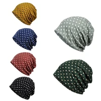 women outdoor running cap scarf dots printed casual style sunshade breathable stretch hat neck warmer sleeping yoga headwear