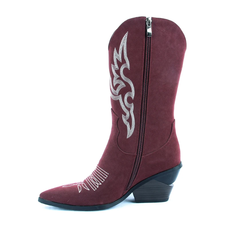 2019 New Fashion Embossed Women Boots Unusual Thick Wedges Footwear Western Female Cowboy Woman Autumn Winter | Обувь