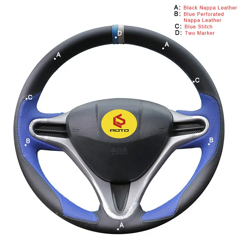 Nappa Leather Ручное шитье авто чехол на руль для Honda Fit 2009-2013 City Jazz Оплетка на руль крышка аксессуары для интерьера - Название цвета: Nappa Leather