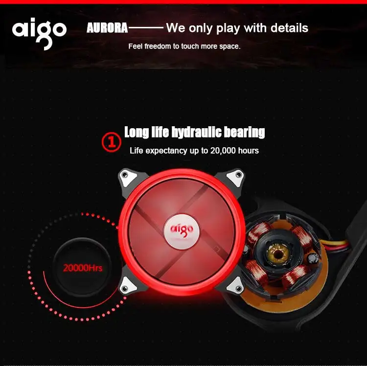 Aigo Аврора вентилятор 140mm/14 см светодиодное светящееся кольцо в форме сердца из солнечные очки моды, солнечные очки 12V 3pin+ 4pin Настольный ПК компьютер Вентилятор Cooler бесшумный корпус вентилятора