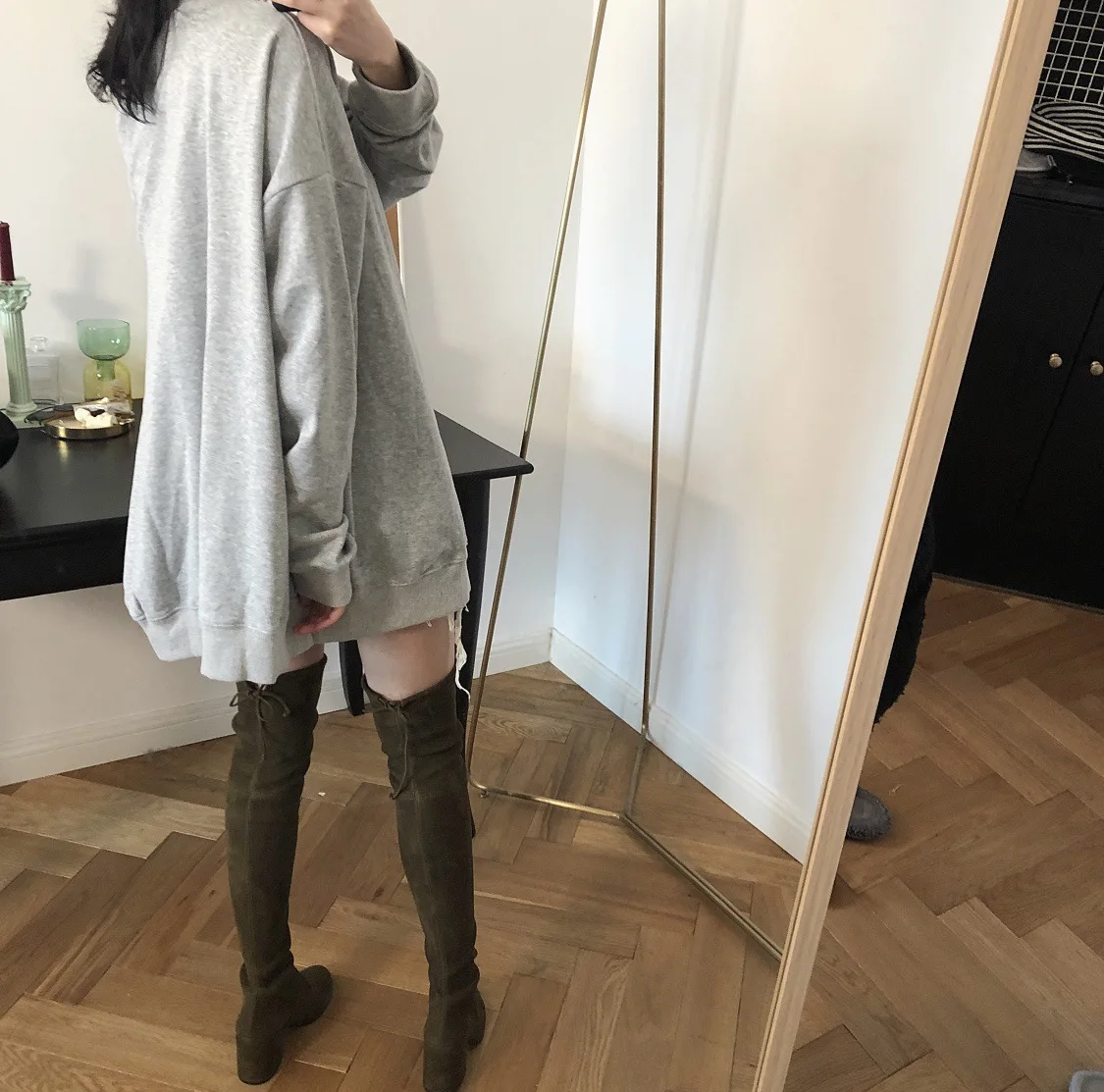 DEAT Новинка весны модные женские туфли одежда с круглым вырезом fours рукава две стороны носить пуловер Свободный свитшот WD96902