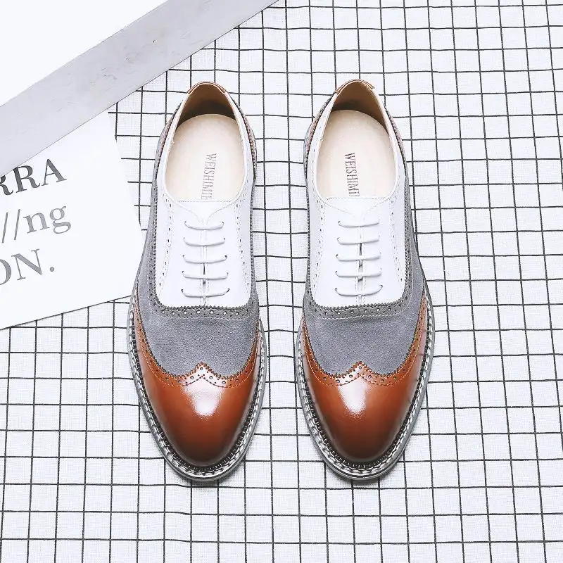 ERRFC/Дизайнерские мужские белого цвета Обувь с перфорацией типа броги Модные