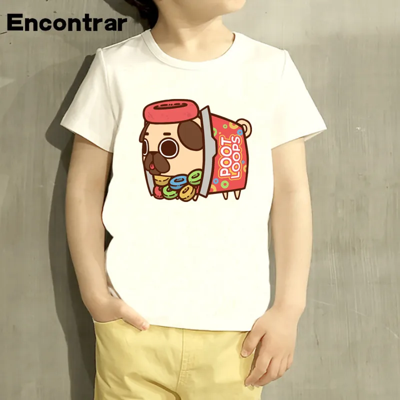 

Children Cartoon Pug Pancakes Food Design T Shirt Boys/Girls Great Casual Short Sleeve Tops Children Cute T-Shirt,HKP2161