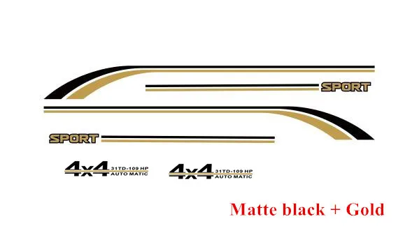 Matte black-Gold Для Volkswagen Amarok 4X4 авто Спорт графика виниловая наклейка пикап двери автомобиля боковой кузов Декор Стикеры Авто аксессуары - Название цвета: Matte black-Gold