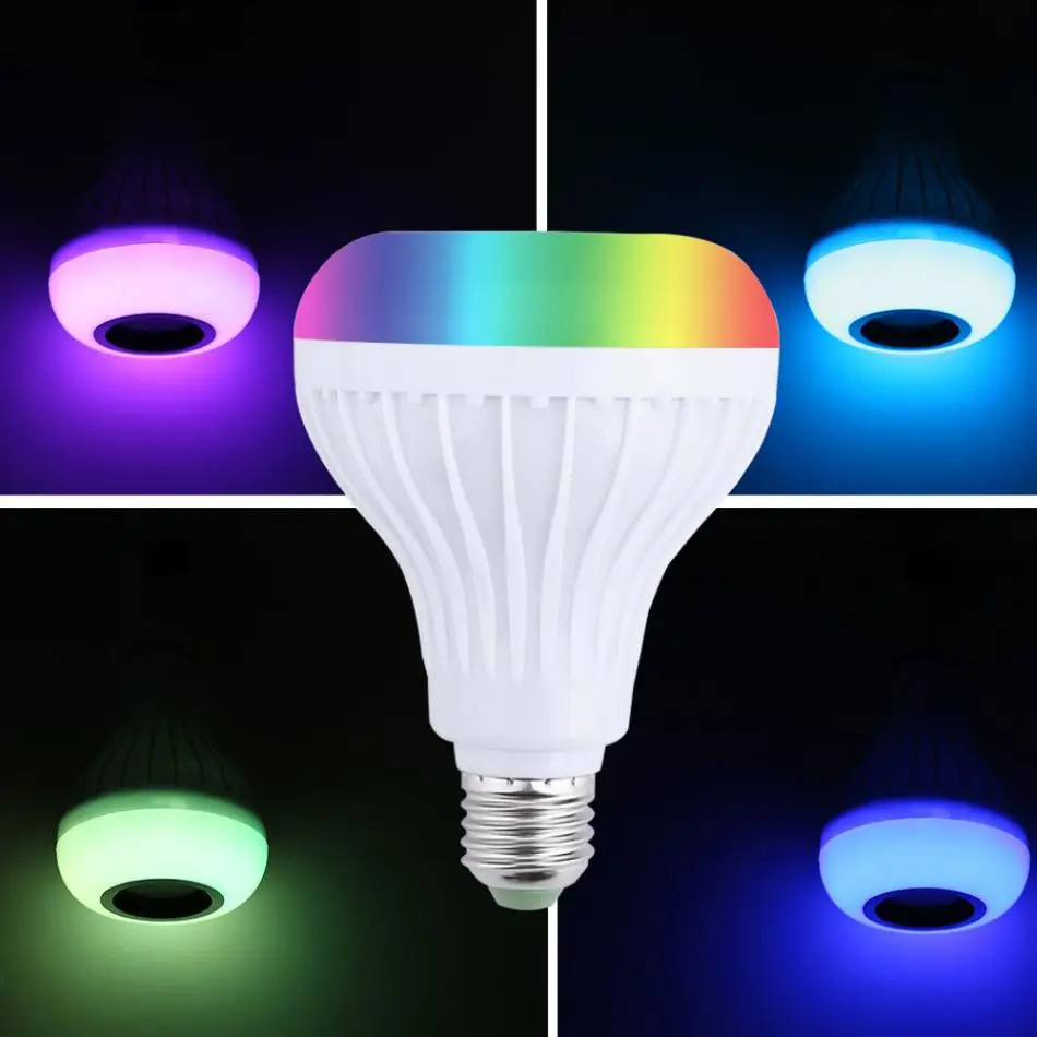 Светодиодсветодиодный RGB смарт лампочка 12 Вт Беспроводная Bluetooth колонка