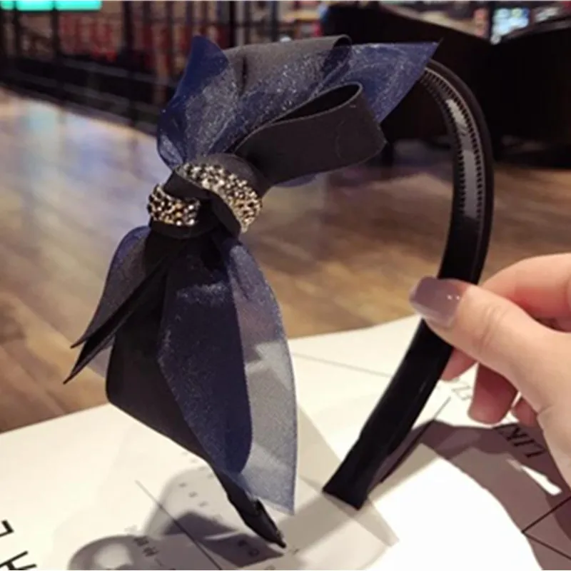 Женские аксессуары для волос с бантом и повязка на голову в виде кристаллов сбоку