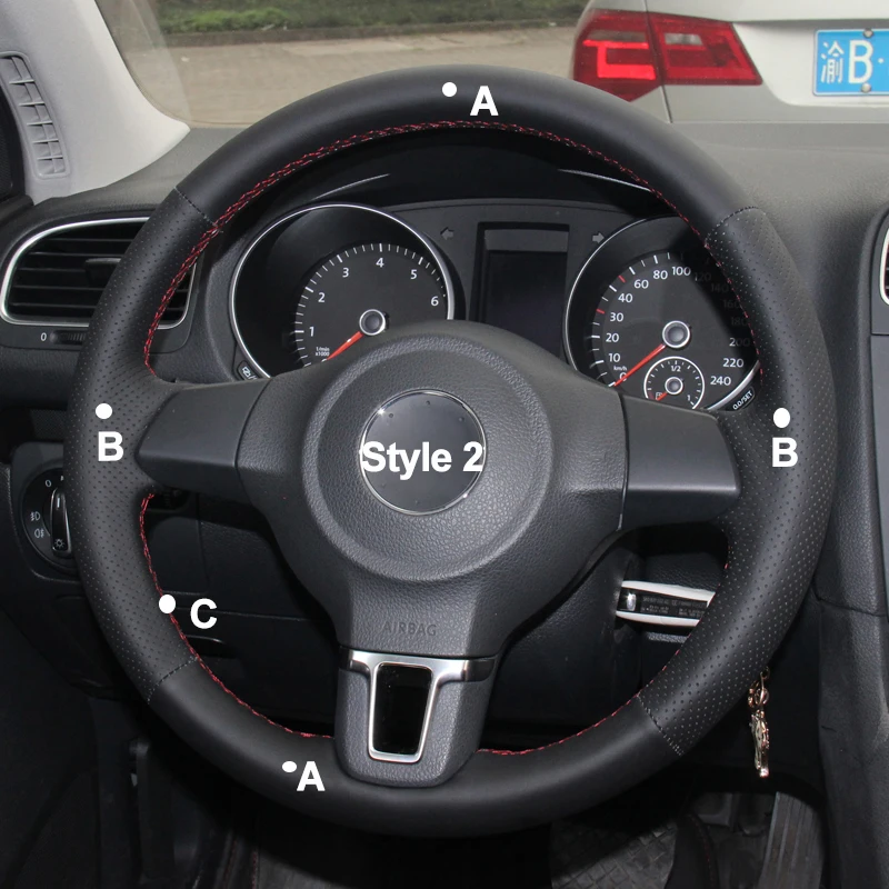 Ручной пошив чехол рулевого колеса автомобиля замша кожа для Volkswagen VW Golf 6 Mk6 Polo Sagitar Bora Santana Jetta MK5 2010-2013