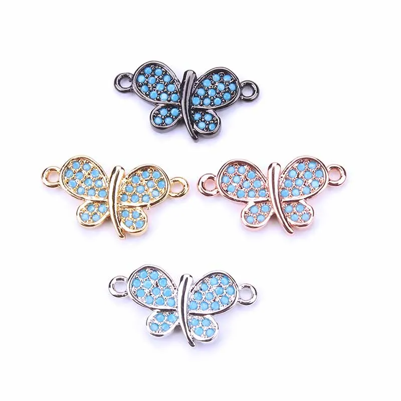 1 шт. 20*10мм Милый бабочка чарм бусина Подходит для браслета Подвески DIY Оригинальные украшения Микро вставка Цирконовые ювелирные аксессуары находки.